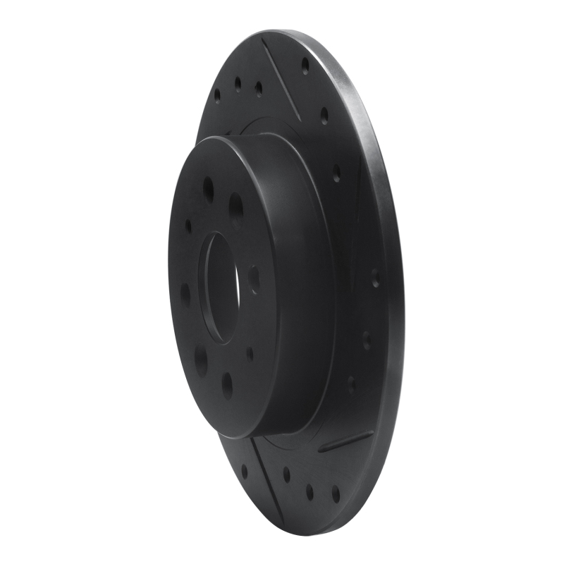 Kia Sephia Brake Rotor (1) - Rear Right - R1 Concepts - Drilled & Slotted - Black - `98-`03